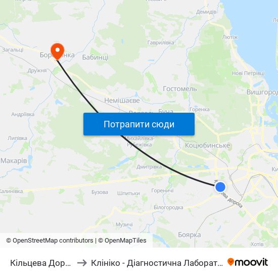 Кільцева Дорога to Клініко - Діагностична Лабораторія map