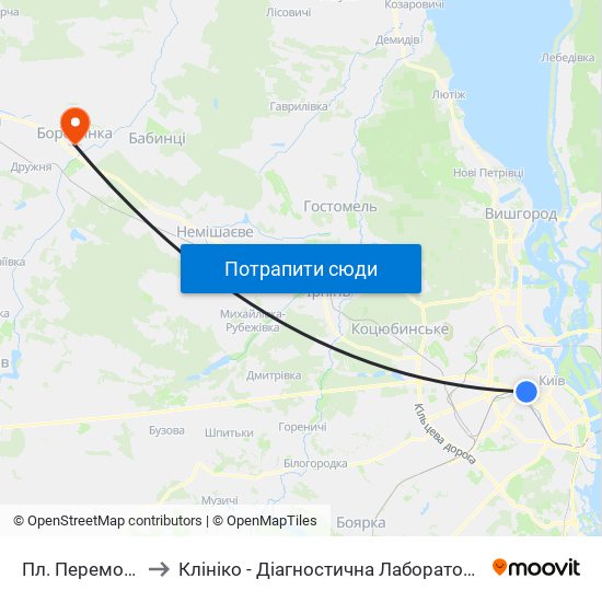 Пл. Перемоги to Клініко - Діагностична Лабораторія map