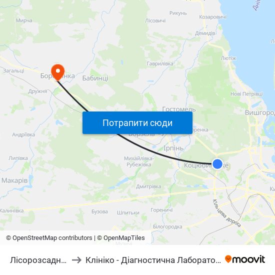 Лісорозсадник to Клініко - Діагностична Лабораторія map