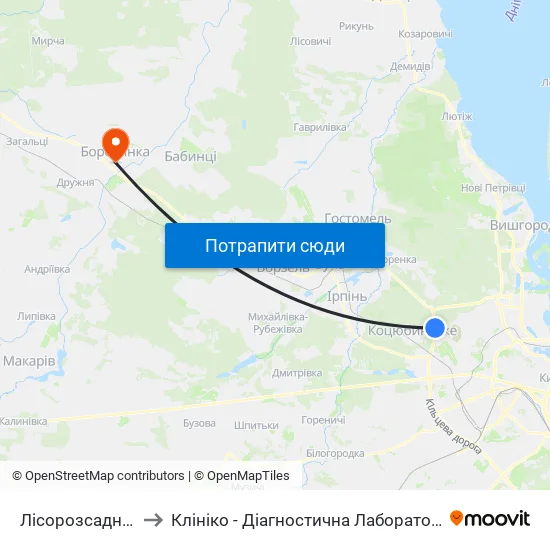 Лісорозсадник to Клініко - Діагностична Лабораторія map