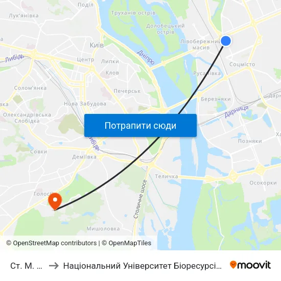 Ст. М. Дарниця to Національний Університет Біоресурсів І Природокористування України map