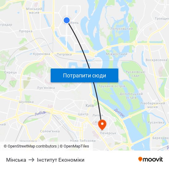 Мінська to Інститут Економіки map