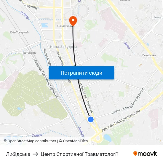 Либідська to Центр Спортивної Травматології map