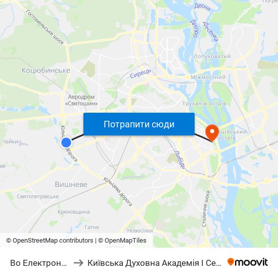 Во Електронмаш to Київська Духовна Академія І Семінарія map