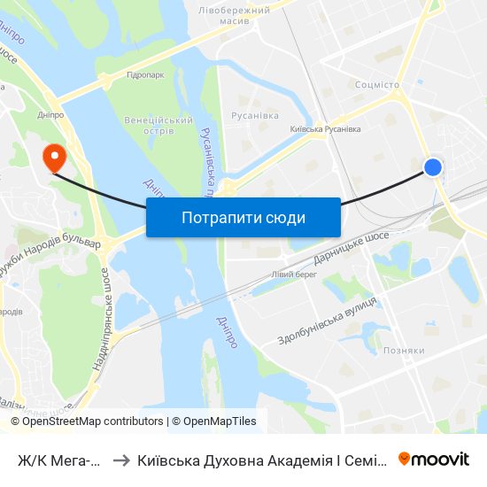 Ж/К Мега-Сiтi to Київська Духовна Академія І Семінарія map