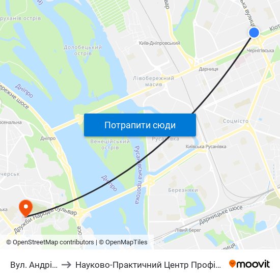 Вул. Андрія Малишка to Науково-Практичний Центр Профілактичної Та Клінічної Медицини map