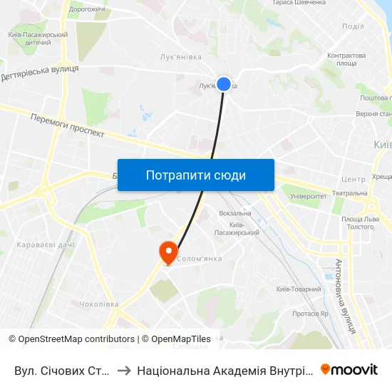 Вул. Січових Стрільців to Національна Академія Внутрішніх Справ map
