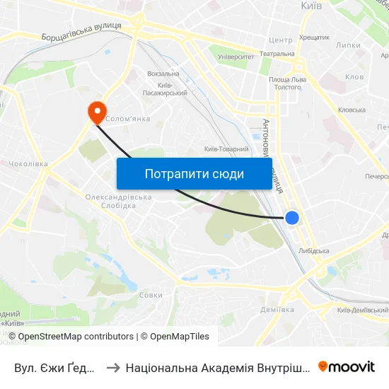 Вул. Єжи Ґедройця to Національна Академія Внутрішніх Справ map