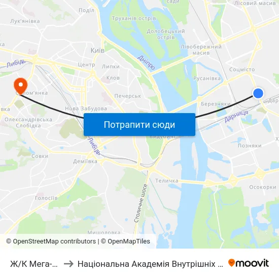 Ж/К Мега-Сiтi to Національна Академія Внутрішніх Справ map