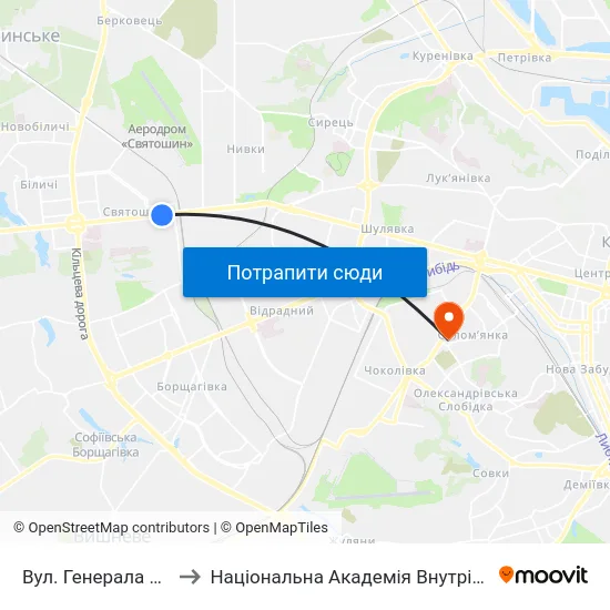 Вул. Генерала Вітрука to Національна Академія Внутрішніх Справ map
