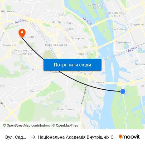 Вул. Садова to Національна Академія Внутрішніх Справ map