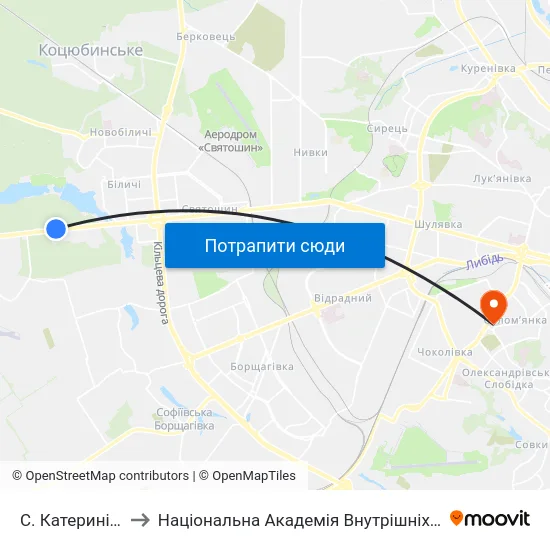 С. Катеринівка to Національна Академія Внутрішніх Справ map