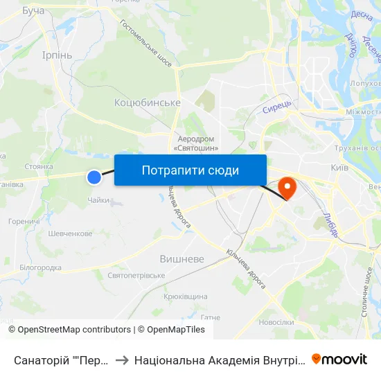 Санаторій ""Перемога"" to Національна Академія Внутрішніх Справ map