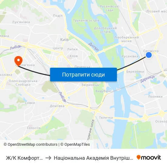 Ж/К Комфорт-Таун to Національна Академія Внутрішніх Справ map