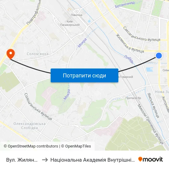 Вул. Жилянська to Національна Академія Внутрішніх Справ map