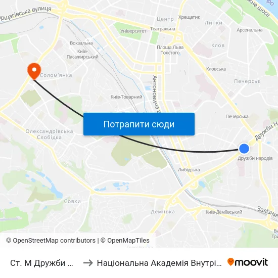 Ст. М Дружби Народів to Національна Академія Внутрішніх Справ map