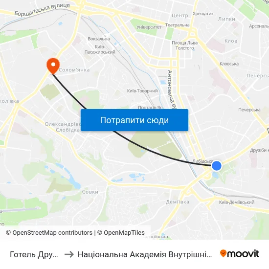 Готель Дружба to Національна Академія Внутрішніх Справ map