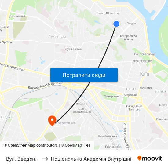 Вул. Введенська to Національна Академія Внутрішніх Справ map