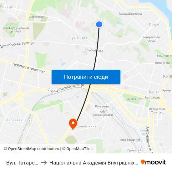 Вул. Татарська to Національна Академія Внутрішніх Справ map