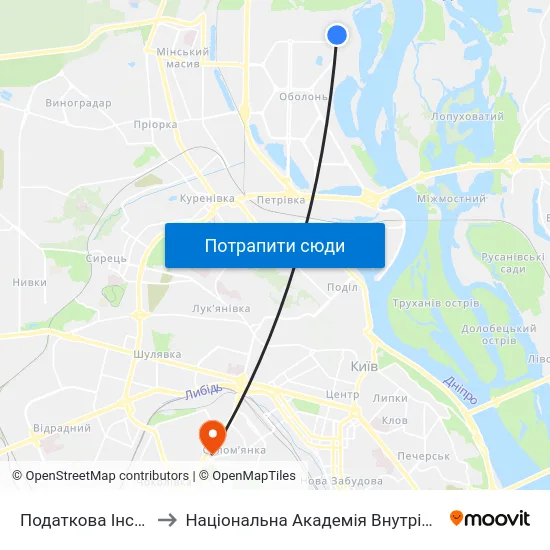 Податкова Інспекція to Національна Академія Внутрішніх Справ map