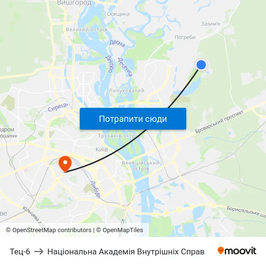 Тец-6 to Національна Академія Внутрішніх Справ map