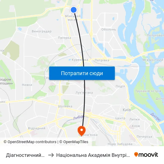 Діагностичний Центр to Національна Академія Внутрішніх Справ map