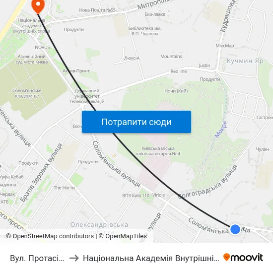 Вул. Протасів Яр to Національна Академія Внутрішніх Справ map