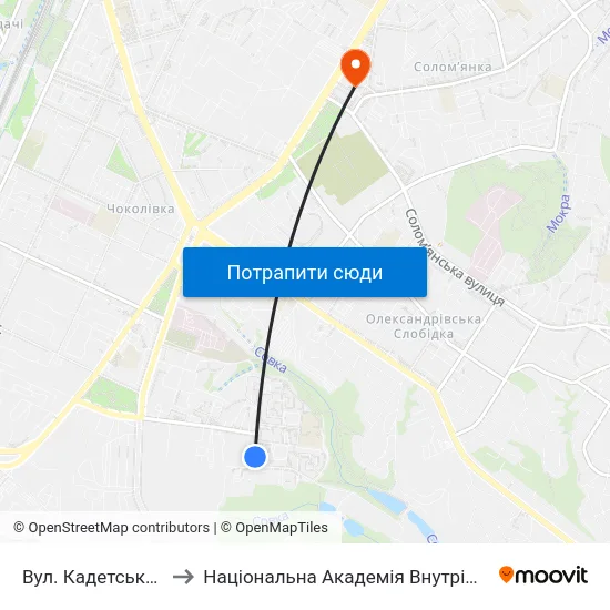 Вул. Кадетський Гай to Національна Академія Внутрішніх Справ map