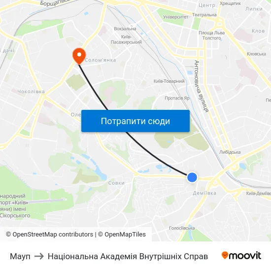 Мауп to Національна Академія Внутрішніх Справ map