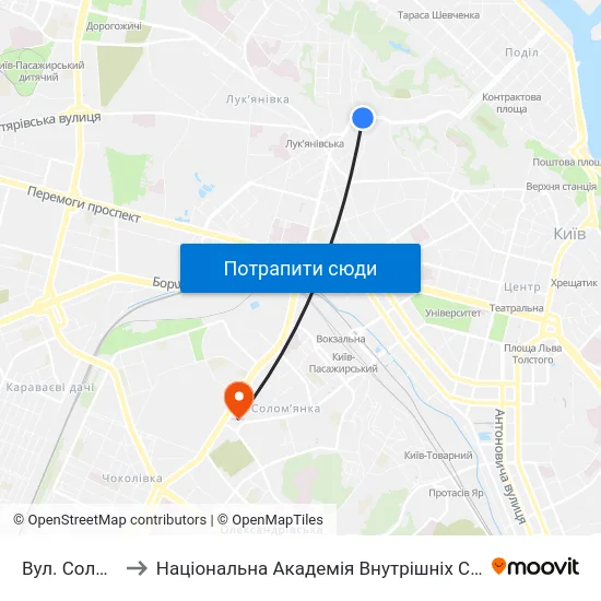 Вул. Соляна to Національна Академія Внутрішніх Справ map