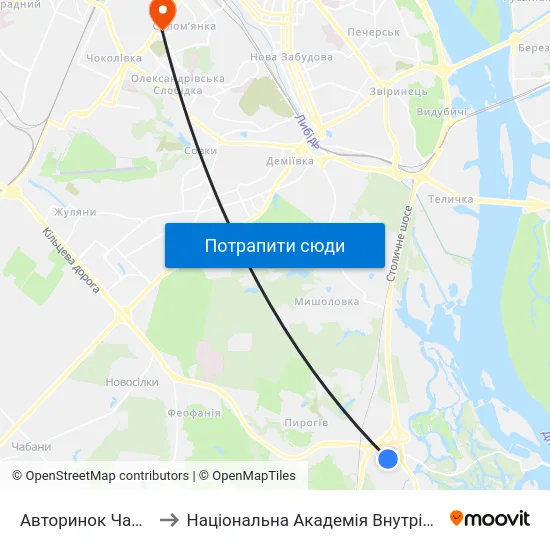 Авторинок Чапаєвка to Національна Академія Внутрішніх Справ map