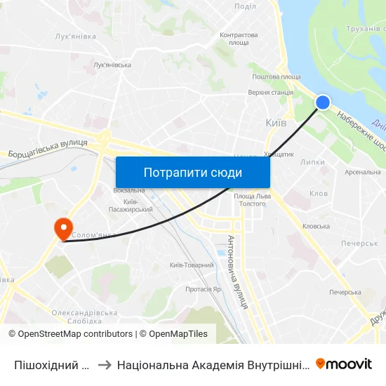 Пішохідний Міст to Національна Академія Внутрішніх Справ map