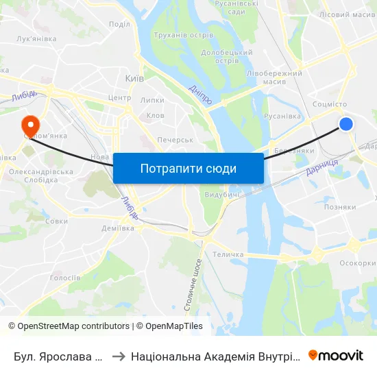 Бул. Ярослава Гашека to Національна Академія Внутрішніх Справ map