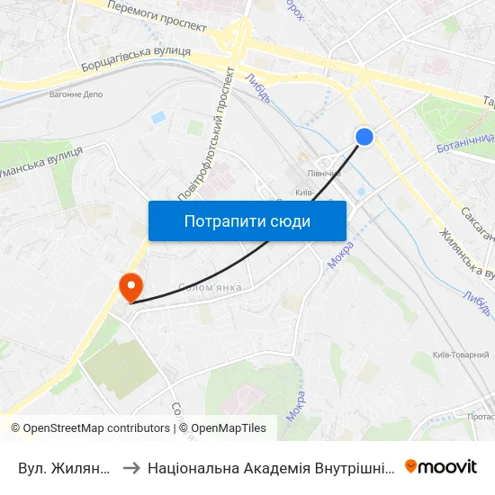 Вул. Жилянська to Національна Академія Внутрішніх Справ map
