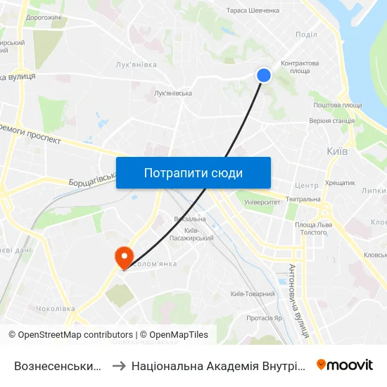 Вознесенський Узвіз to Національна Академія Внутрішніх Справ map