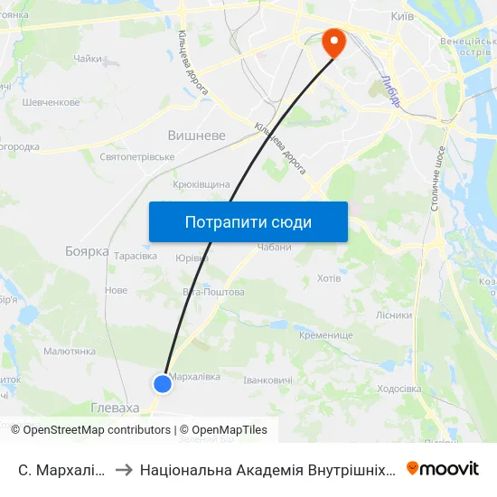 С. Мархалівка to Національна Академія Внутрішніх Справ map
