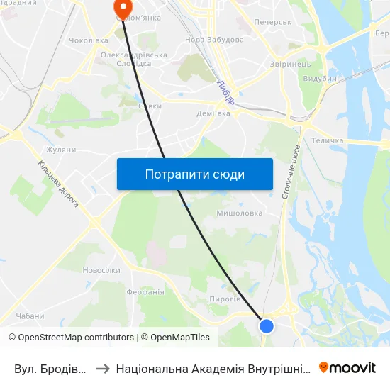 Вул. Бродівська to Національна Академія Внутрішніх Справ map