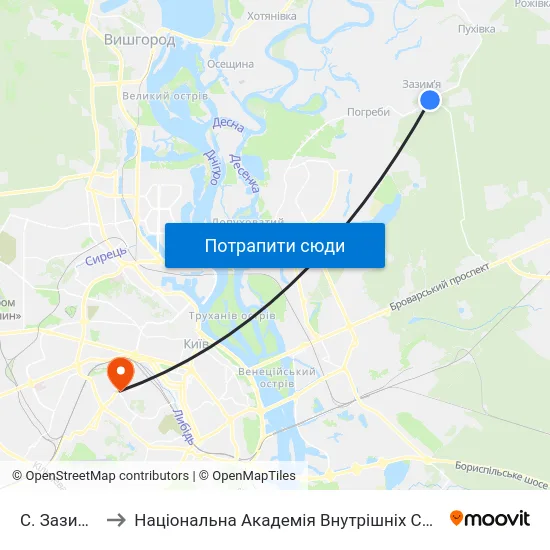 С. Зазим'Я to Національна Академія Внутрішніх Справ map