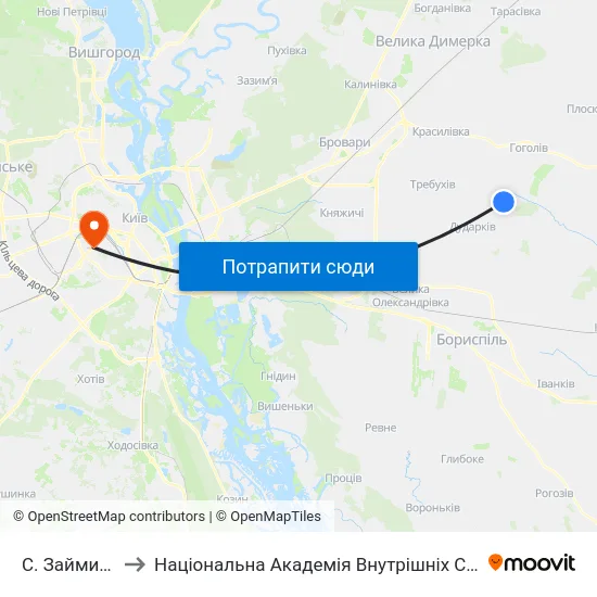 С. Займище to Національна Академія Внутрішніх Справ map