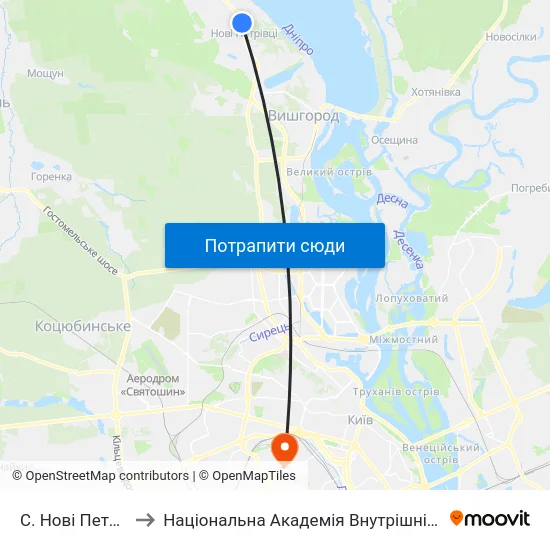 С. Нові Петрівці to Національна Академія Внутрішніх Справ map