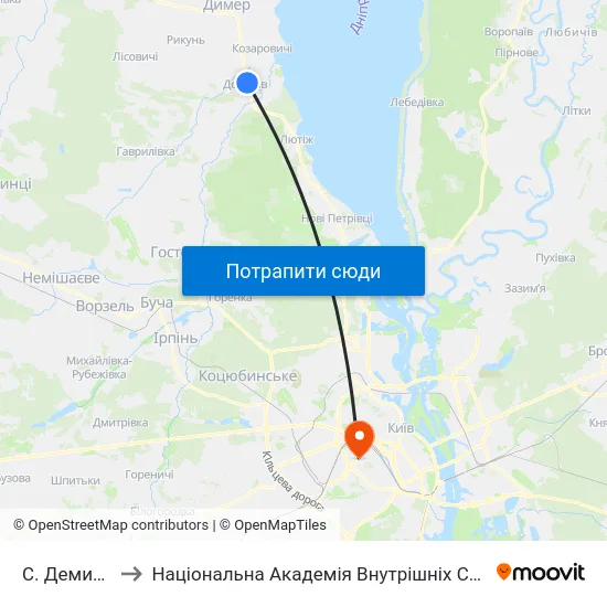 С. Демидів to Національна Академія Внутрішніх Справ map