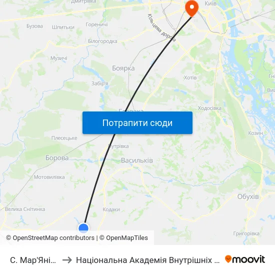 С. Мар'Янівка to Національна Академія Внутрішніх Справ map
