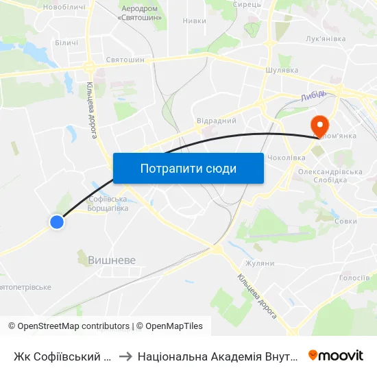 Жк Софіївський Квартал to Національна Академія Внутрішніх Справ map