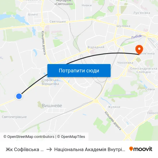 Жк Софіївська Сфера to Національна Академія Внутрішніх Справ map