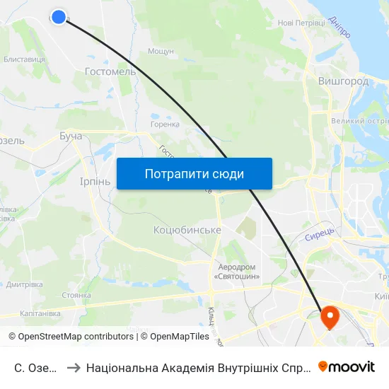 С. Озера to Національна Академія Внутрішніх Справ map
