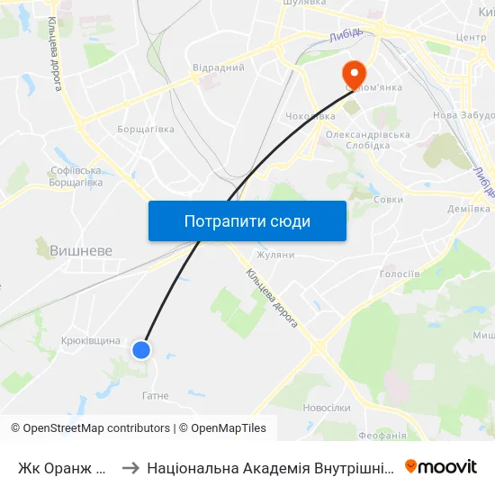 Жк Оранж Парк to Національна Академія Внутрішніх Справ map