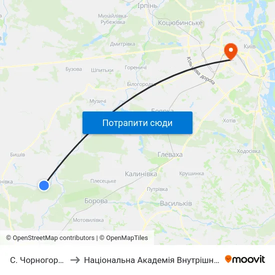 С. Чорногородка to Національна Академія Внутрішніх Справ map
