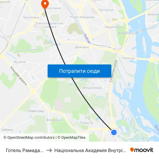 Готель Рамада Енкор to Національна Академія Внутрішніх Справ map