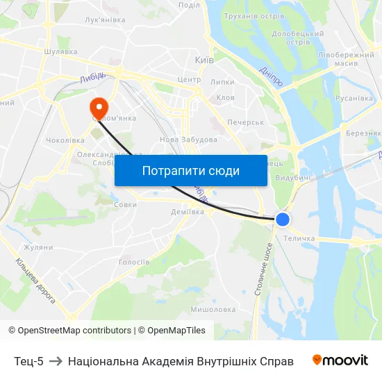 Тец-5 to Національна Академія Внутрішніх Справ map