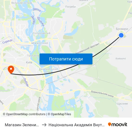 Магазин Зелений Папуга to Національна Академія Внутрішніх Справ map